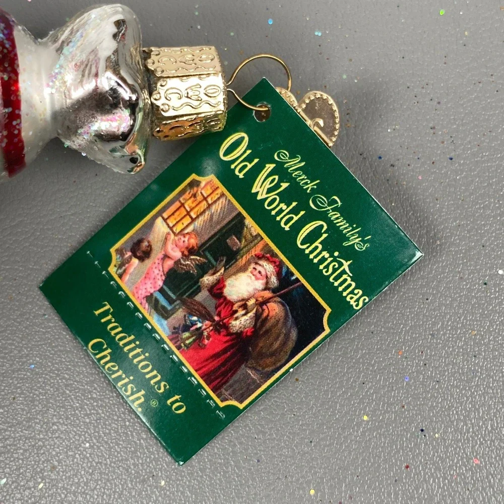 3 Old World Christmas Glass Candy Holiday Food Glitter Ornaments Red & Green